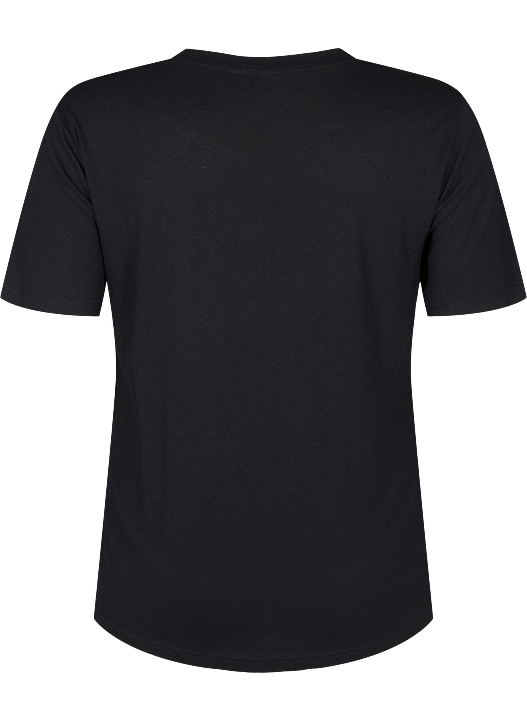 Zizzi T-shirt i uld og viskose, Black, Packshot image number 1