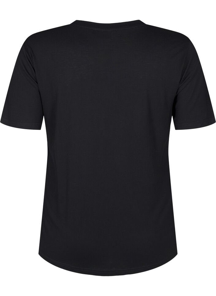 T-shirt i uld og viskose, Black, Packshot image number 1