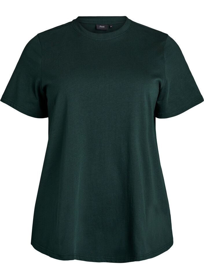 Basis t-shirt i bomuld med rund hals, Gr&oslash;n, Packshot image number 0