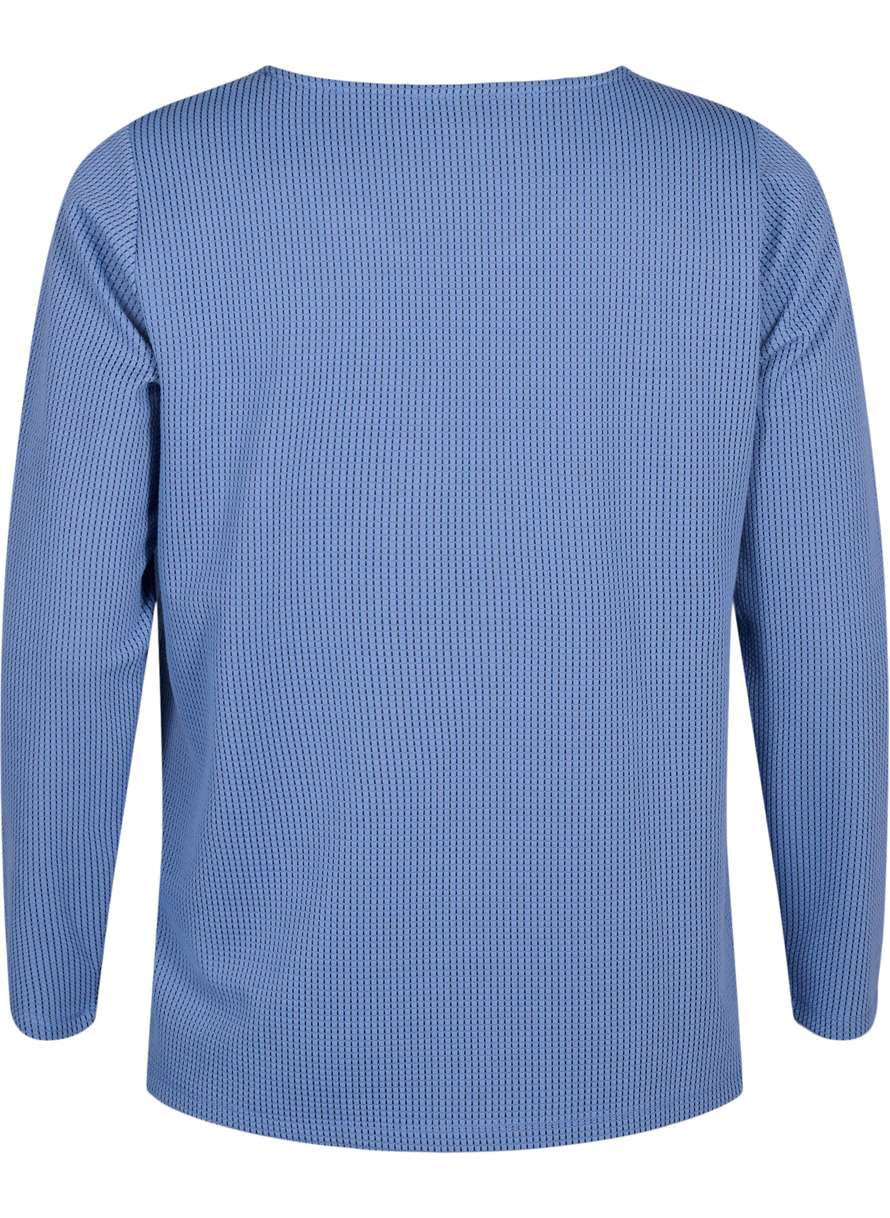 Zizzi A-formet bluse med tekstur, Quiet Harbor, Packshot image number 1