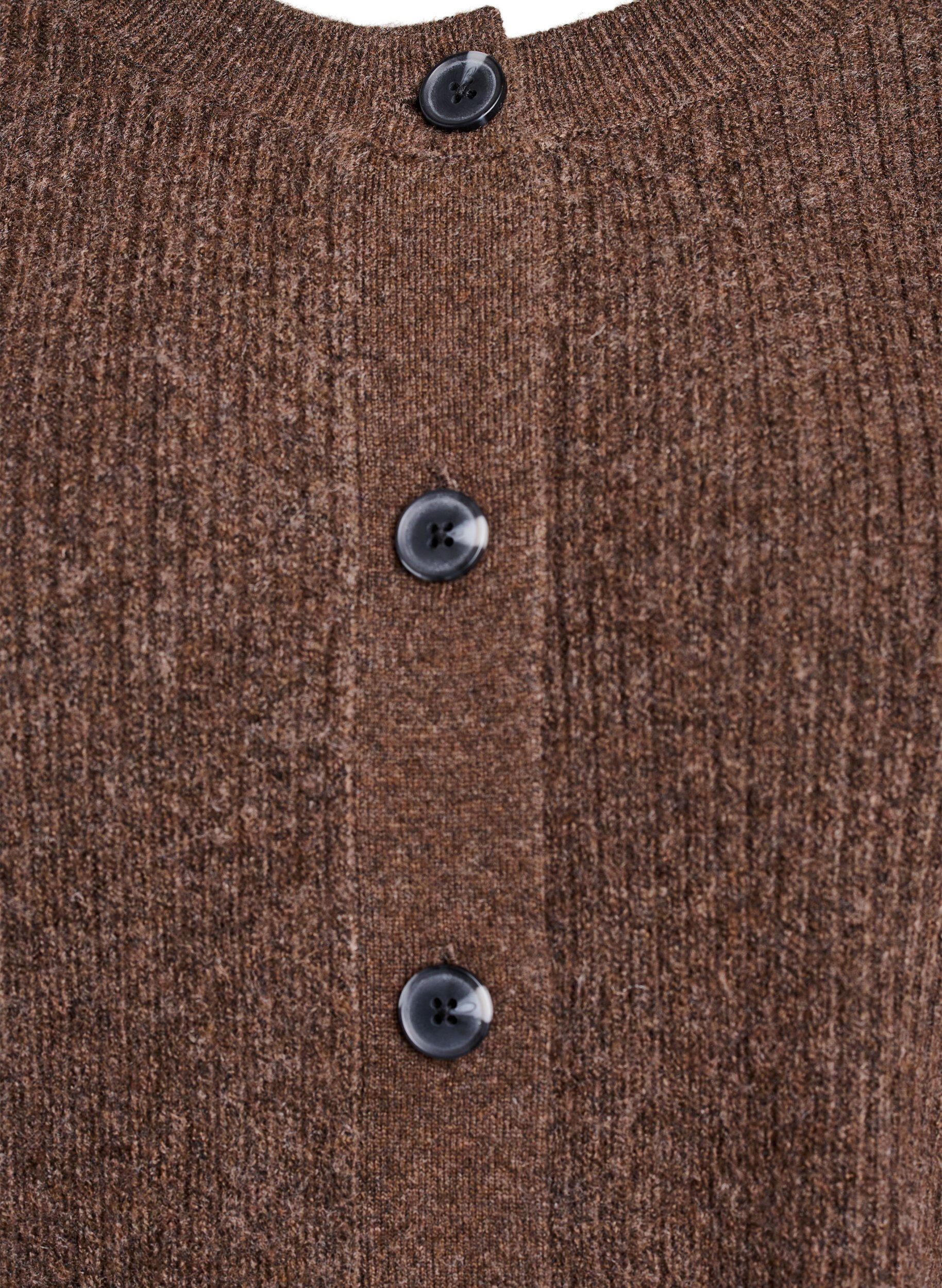 ZizziRibstrikket cardigan med knapper, Brun, Packshot image number 2