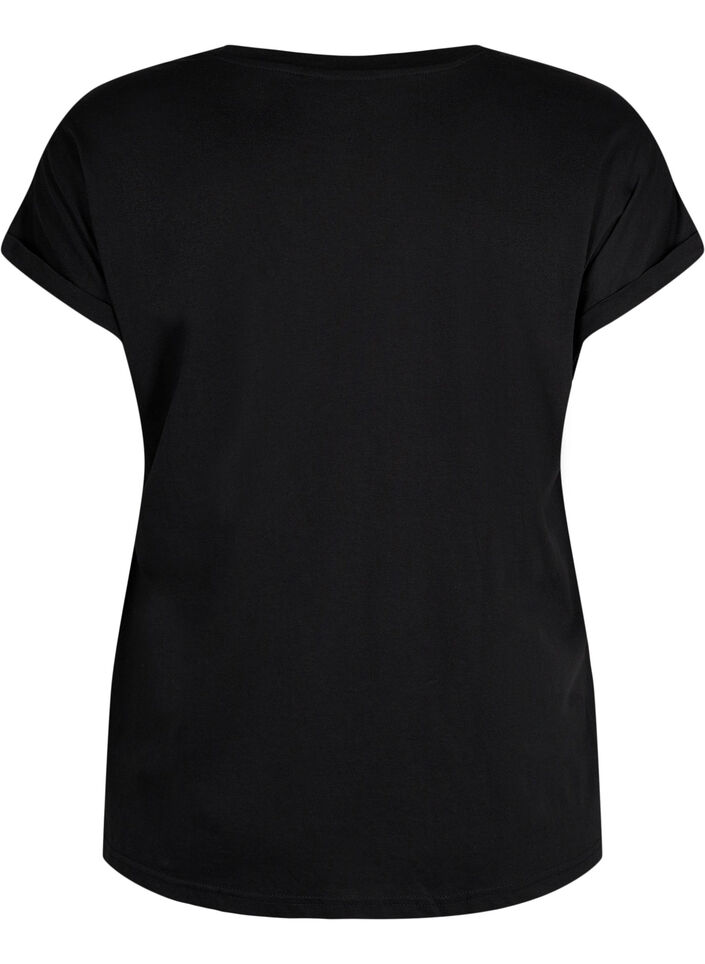 Kort&aelig;rmet t-shirt i bomuldsblanding, Sort, Packshot image number 1