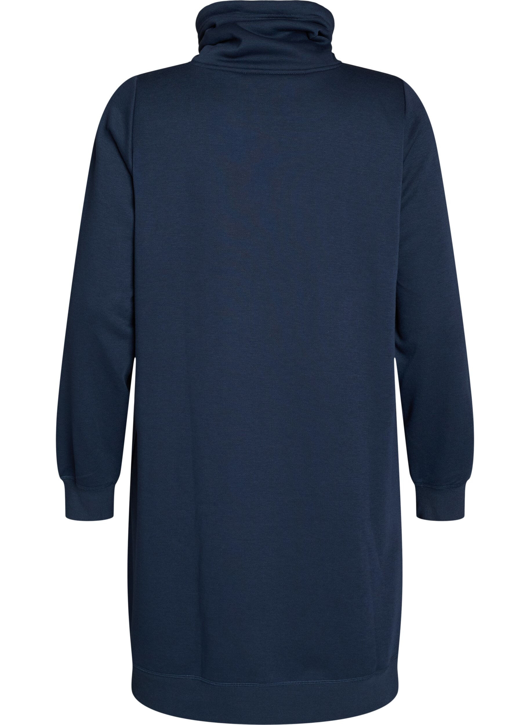 ZizziKort sweatkjole med h&oslash;j krave og lommer, Bl&aring;, Packshot image number 1