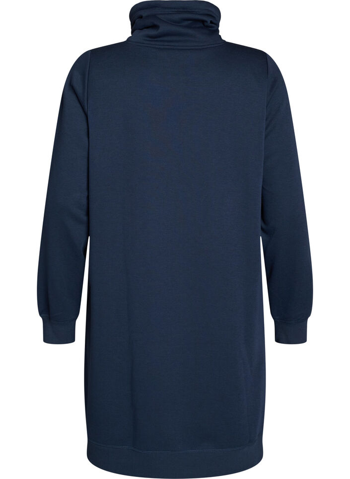 Kort sweatkjole med h&oslash;j krave og lommer, Bl&aring;, Packshot image number 1