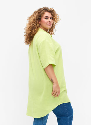 Skjorte i bomuld med halvlange ærmer, Wild Lime, Model image number 1