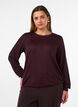 Bluse med lodret struktur og glittertr&aring;d, R&oslash;d, Model image number 0
