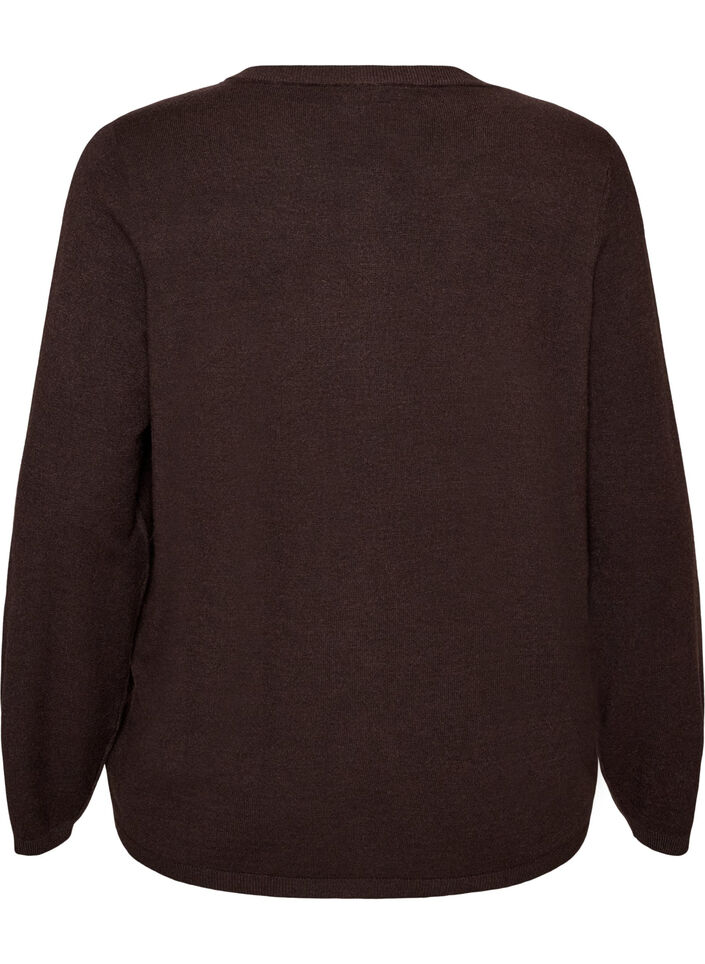 Cardigan med runde knapper, Brun, Packshot image number 1