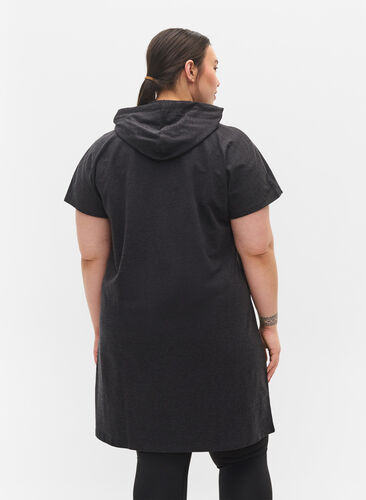 Sweatkjole med hætte og korte ærmer, Black DGM ASS, Model image number 1