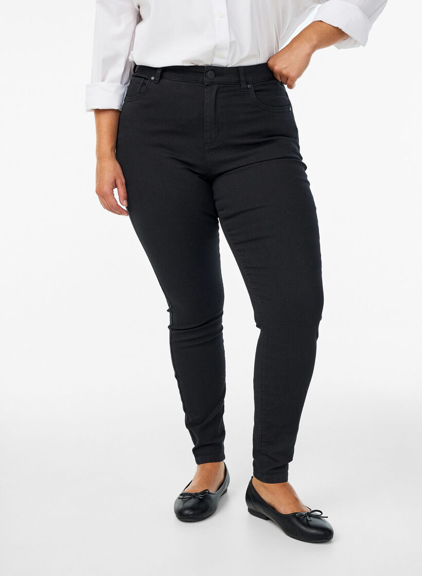 Amy jeans med h&oslash;j talje og super slim fit, Sort, Model image number 2