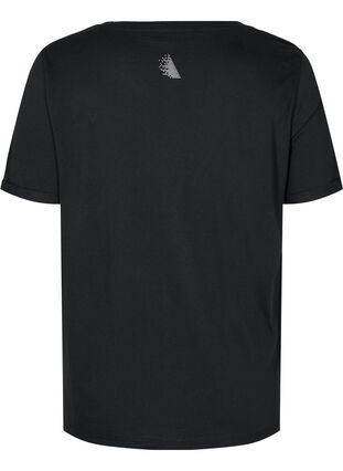 Bomulds trænings t-shirt med tekst og korte ærmer , Black, Packshot image number 1