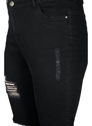 Tætsiddende jeans med sliddetaljer, Black, Packshot image number 2