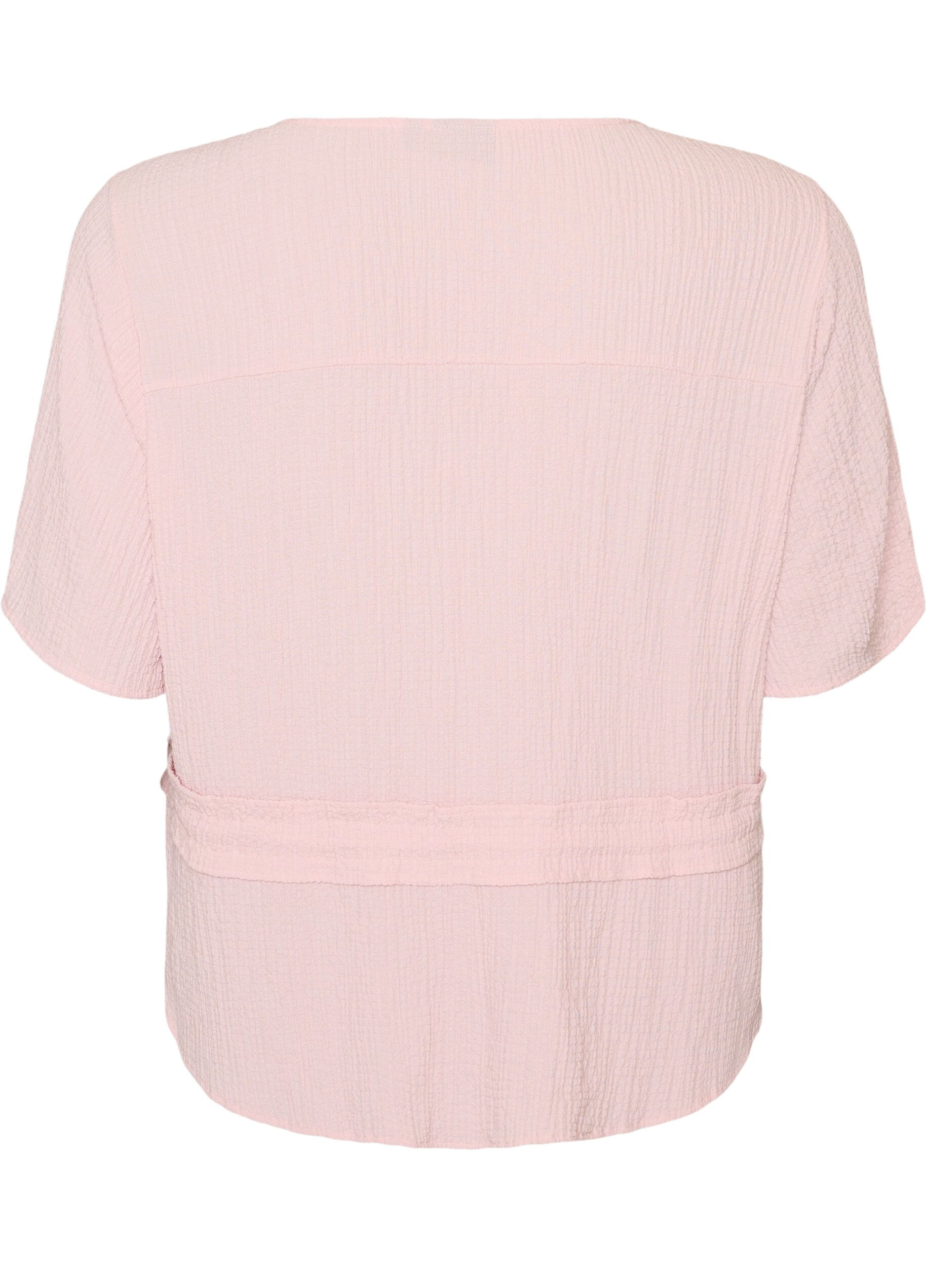 ZizziBluse med struktur og bindeb&aring;nd i taljen, Lyser&oslash;d, Packshot image number 1
