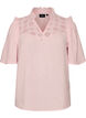 Bluse i bomuldsmusselin med broderie anglaise og 1/2 &aelig;rmer, Lyser&oslash;d, Packshot image number 0