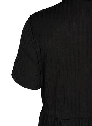 Midikjole med korte ærmer og knapper, Black, Packshot image number 3
