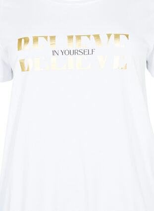 Bomulds t-shirt med folieprint, B. White w. Believe, Packshot image number 2