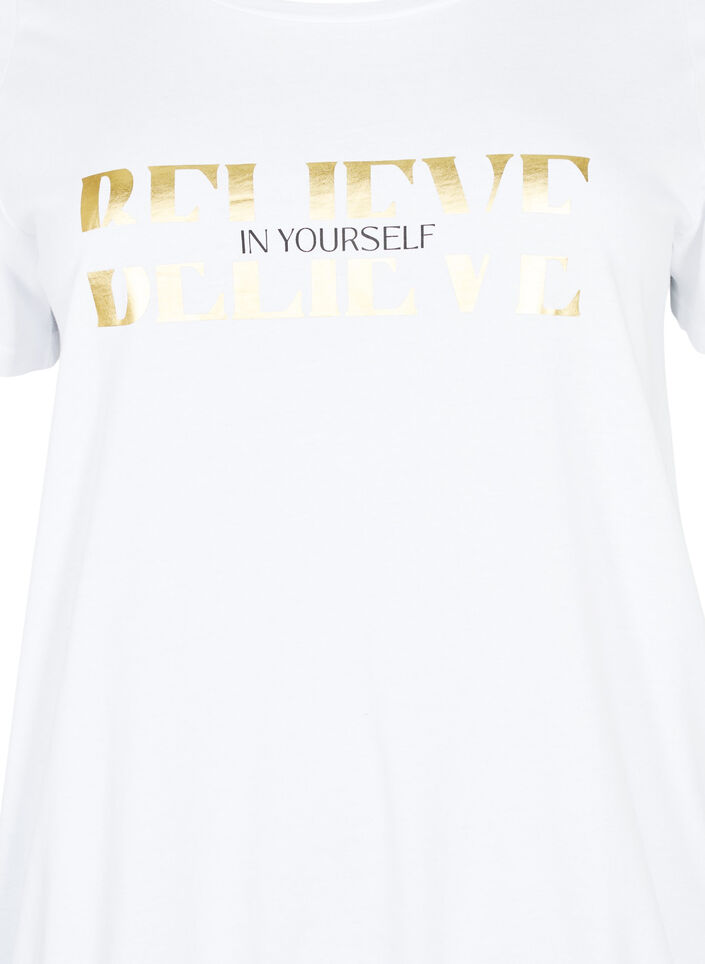 Bomulds t-shirt med folieprint, B. White w. Believe, Packshot image number 2