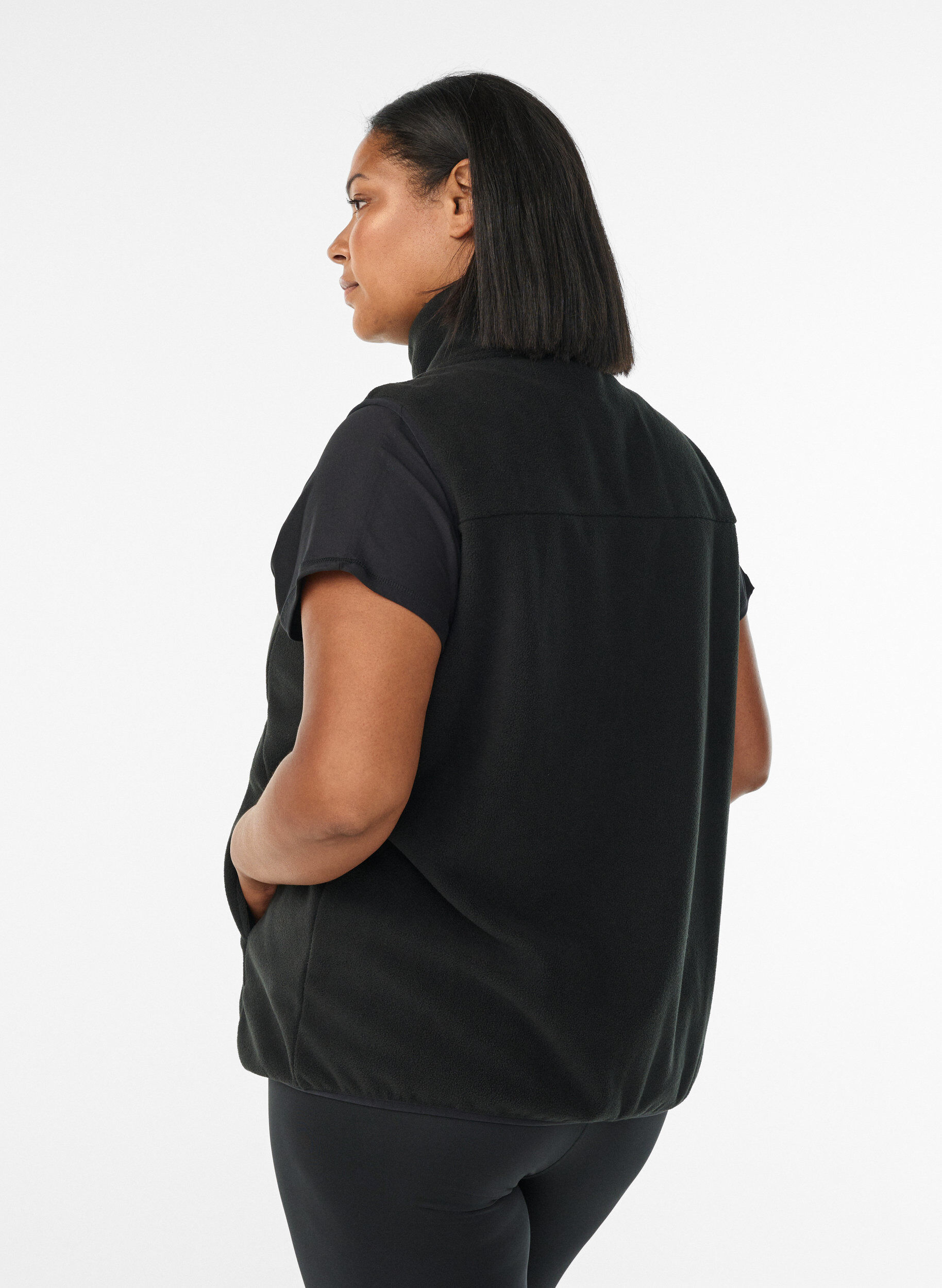 ZizziFleece vest med lommer, Sort, Model image number 2