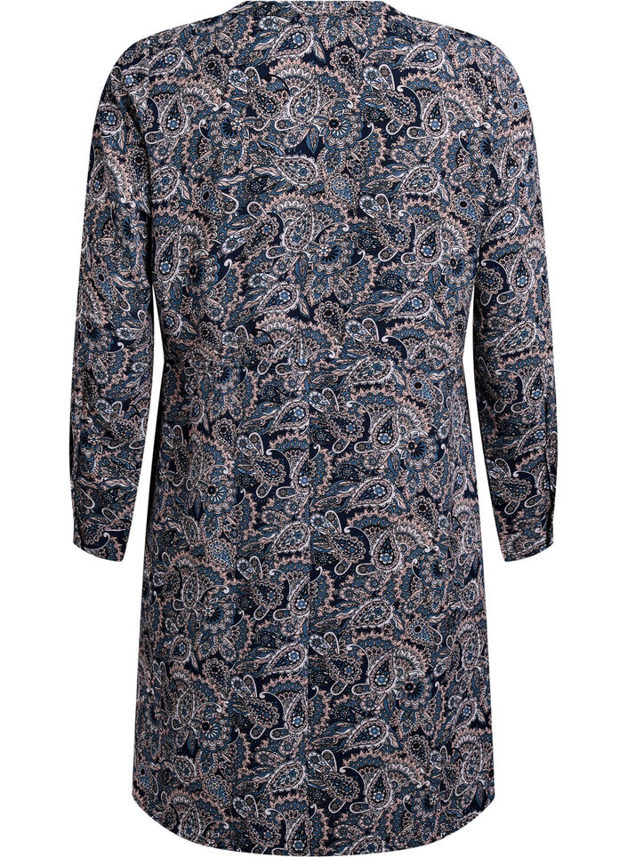 Knælang kjole med bindebånd, Beige, Packshot image number 1