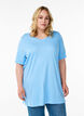 Ensfarvet oversize t-shirt med v-hals, Blå, Model image number 0