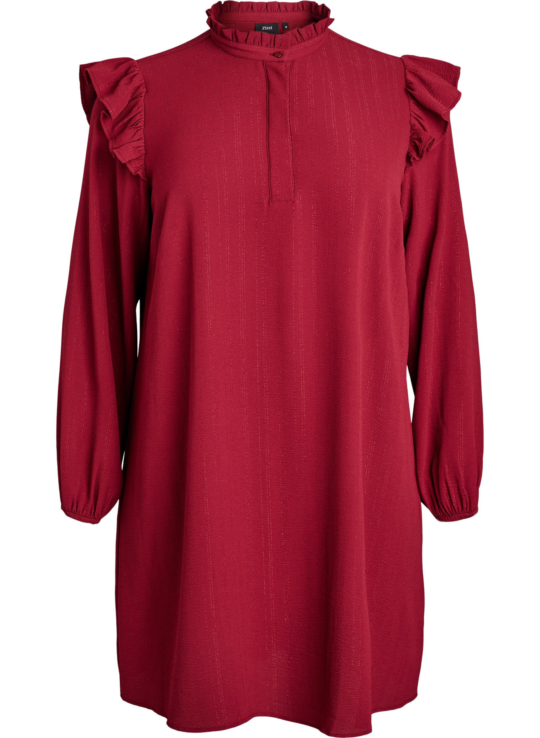 Kort kjole med fl&aelig;ser og glimmer