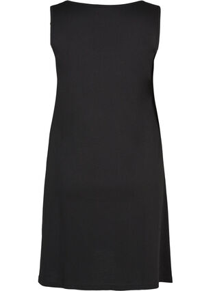 Ærmeløs bomulds kjole med a-shape, Black Solid, Packshot image number 1
