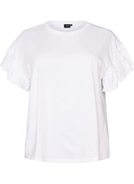 T-shirt i &oslash;kologisk bomuld med fl&aelig;se&aelig;rmer, Hvid