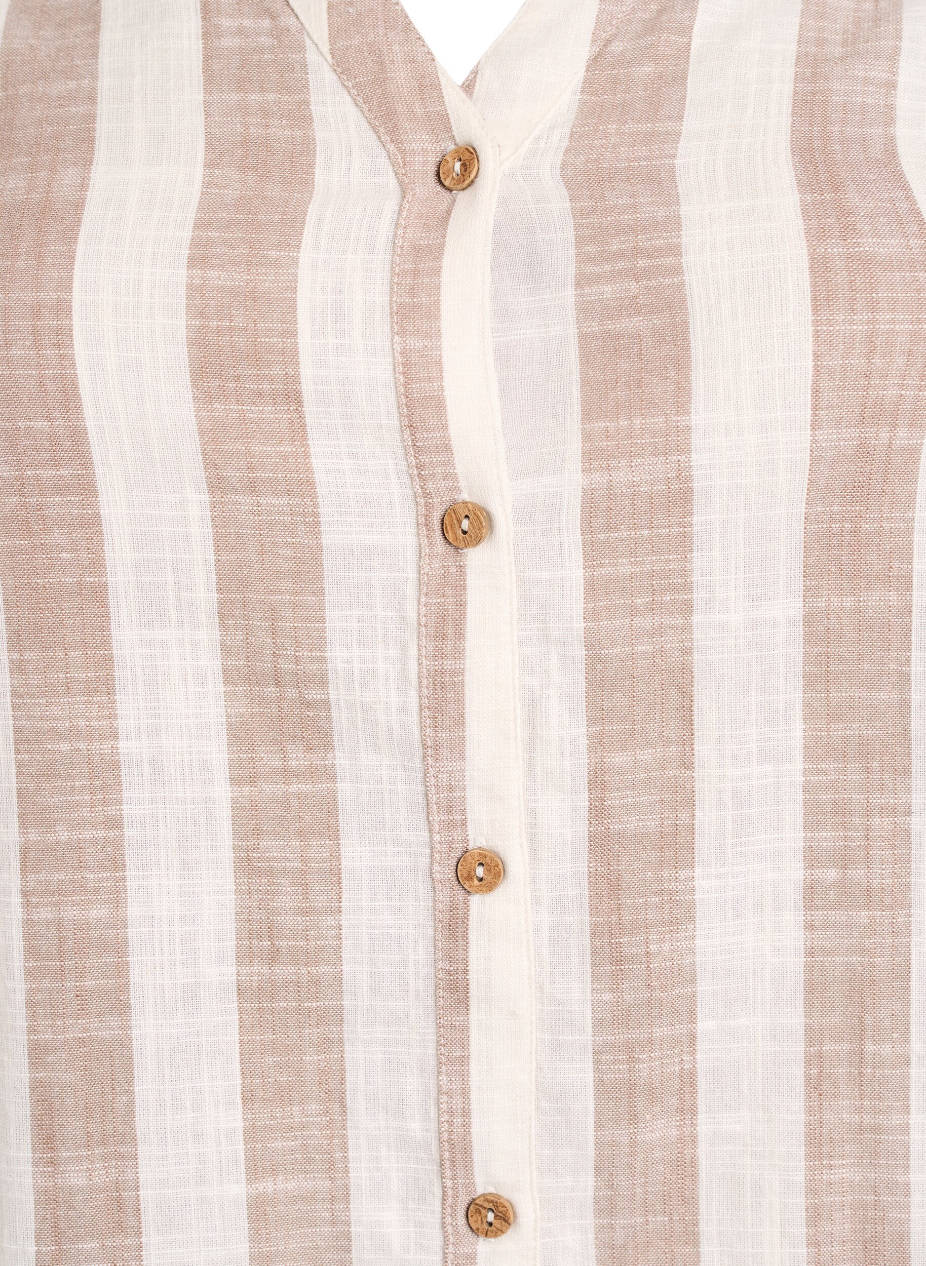 ZizziSkjortebluse i bomuld med V-udsk&aelig;ring, Beige, Packshot image number 2