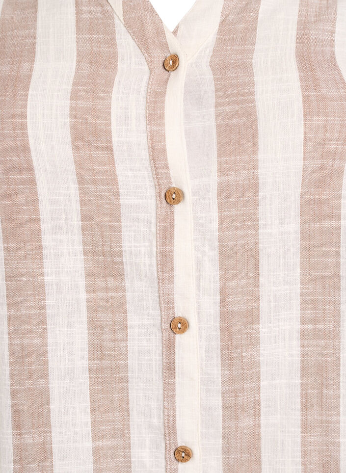 Skjortebluse i bomuld med V-udsk&aelig;ring, Beige, Packshot image number 2