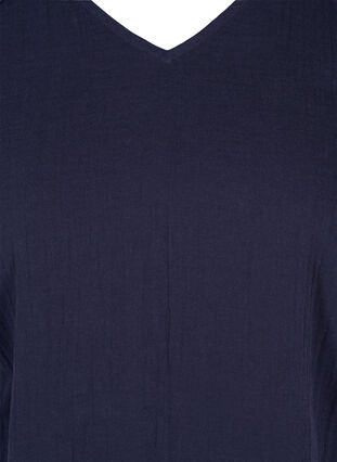 Kortærmet bomulds bluse med blonder, Night Sky, Packshot image number 2