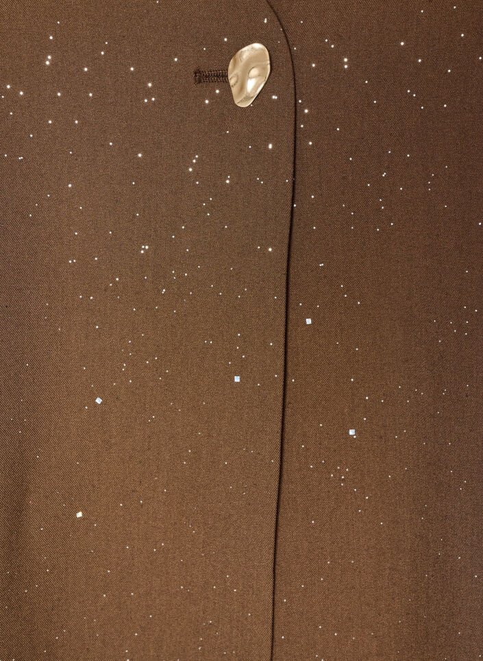 Bluse med glimmer og V-udsk&aelig;ring, Brun, Packshot image number 2