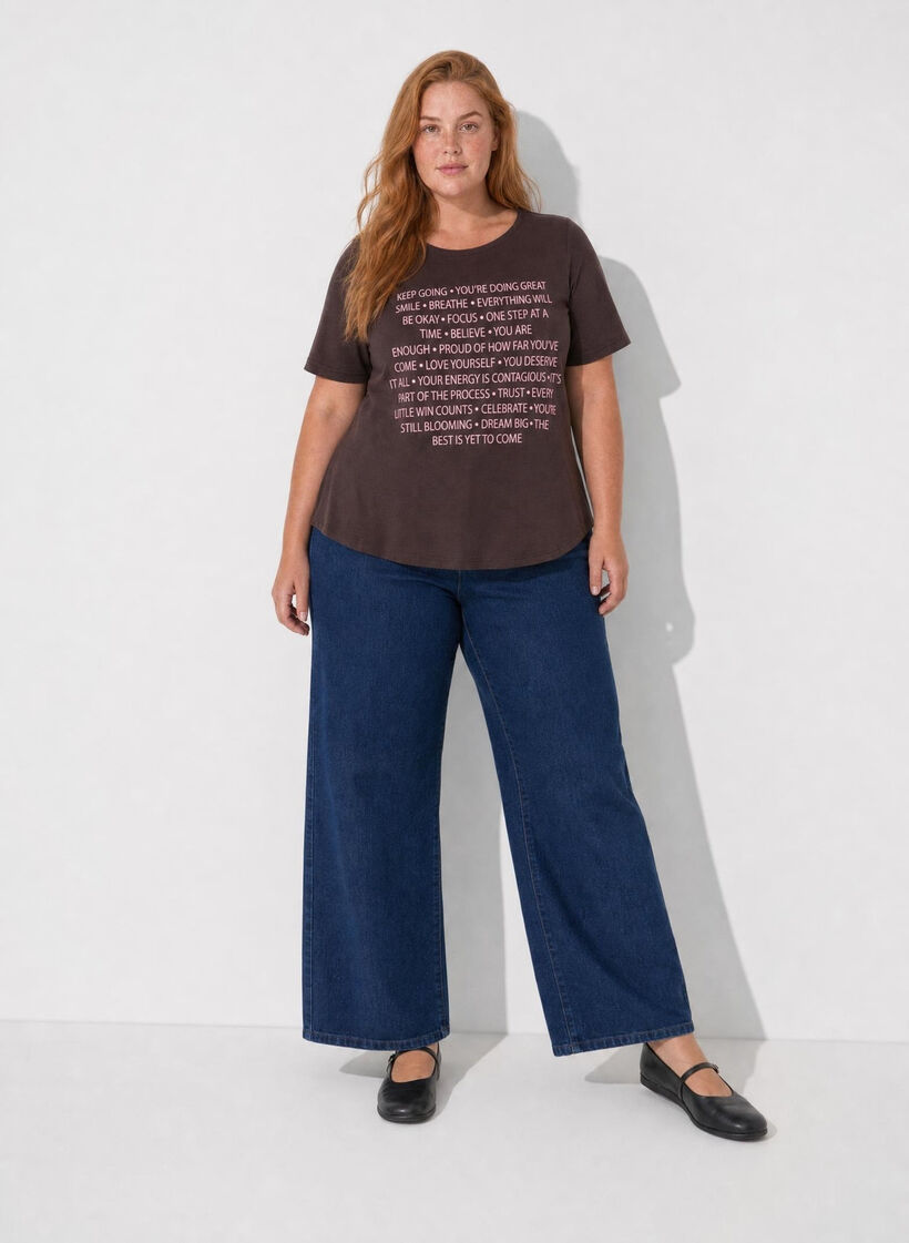 T-shirt med motiv, Brun, Model image number 1