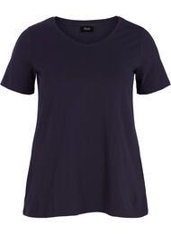 Ensfarvet basis t-shirt i bomuld, Bl&aring;