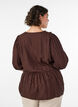 Bluse i viskose med prikket struktur og V-udsk&aelig;ring, Brun, Model image number 2