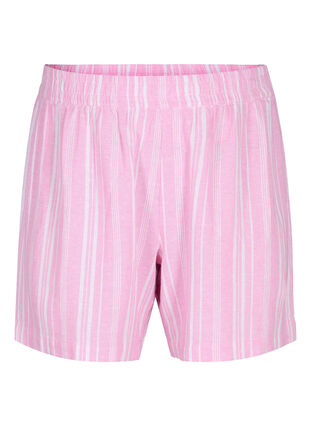 Stribede shorts i hør-viskosemix , Rosebloom Wh.Stripe, Packshot image number 0