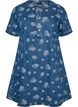 A-formet denimkjole med blomsterm&oslash;nster, Bl&aring;, Packshot image number 0