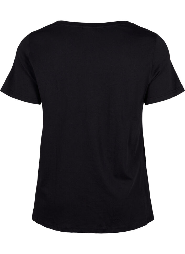 Bomulds t-shirt med fronttryk, Black W. Chest print, Packshot image number 1