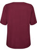 Kort&aelig;rmet v&aelig;vet bluse med rund hals, R&oslash;d, Packshot image number 1