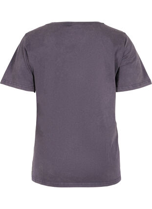 Kortærmet bomulds t-shirt med tryk, Dark Grey Wash, Packshot image number 1