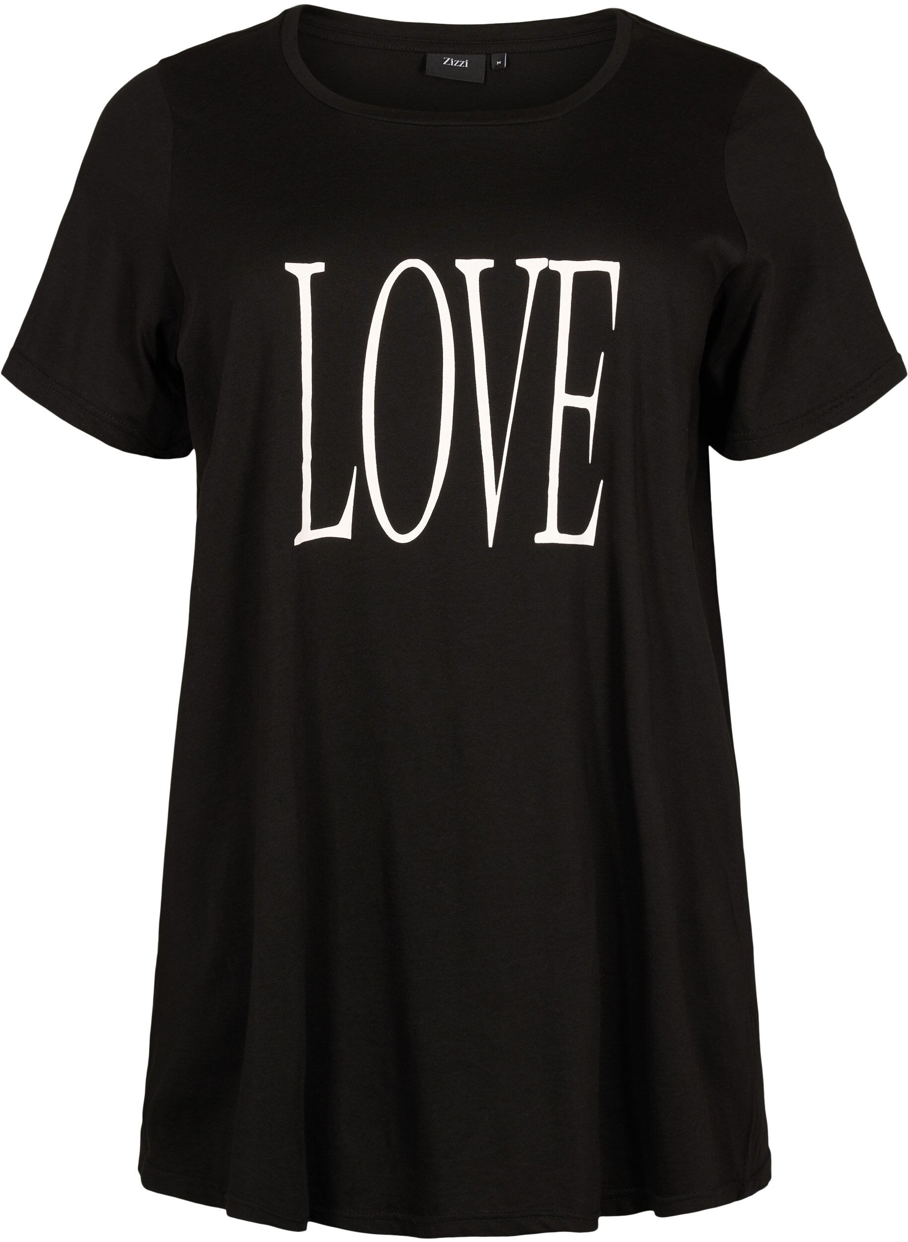 Zizzi Oversize t-shirt med tryk , Black W. Love, Packshot image number 0