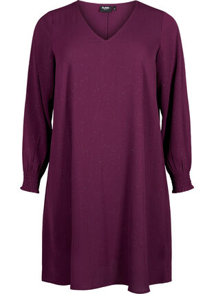 FLASH - Langærmet kjole med glitter, Purple w. Silver, Packshot image number 0