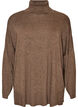 Strikbluse med rullekrave og l&oslash;s pasform, Brun, Packshot image number 0
