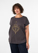 T-shirt med dekorativt frontprint, Gr&aring;, Model image number 0