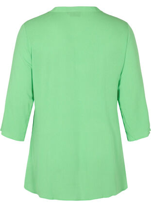 Viskose bluse med 3/4 ærmer og v-udskæring, Summer Green, Packshot image number 1