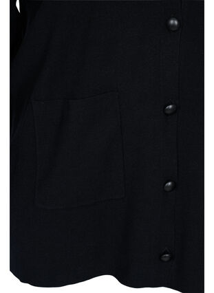 Strikket cardigan med flæsekrave og lommer, Black, Packshot image number 3