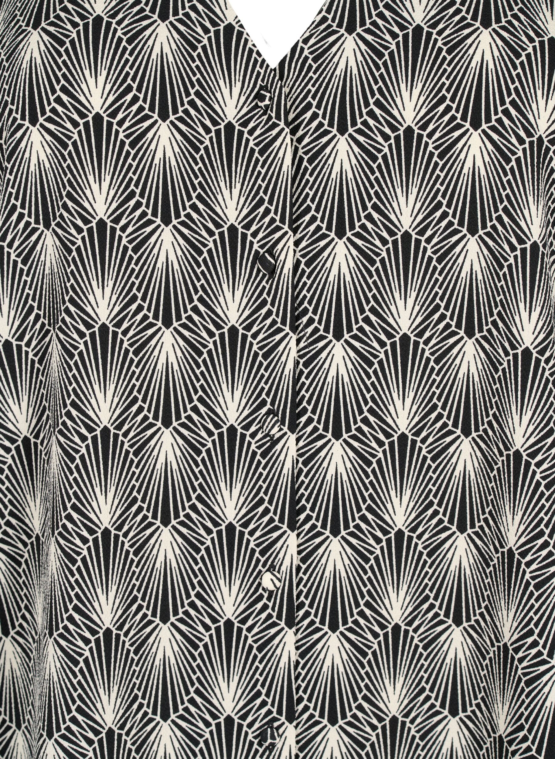 Zizzi Skjortebluse med v-hals og print, Birch Graphic AOP, Packshot image number 2