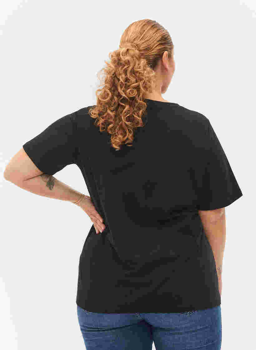 T-shirt med nitter i økologisk bomuld, Black Owl, Model image number 1