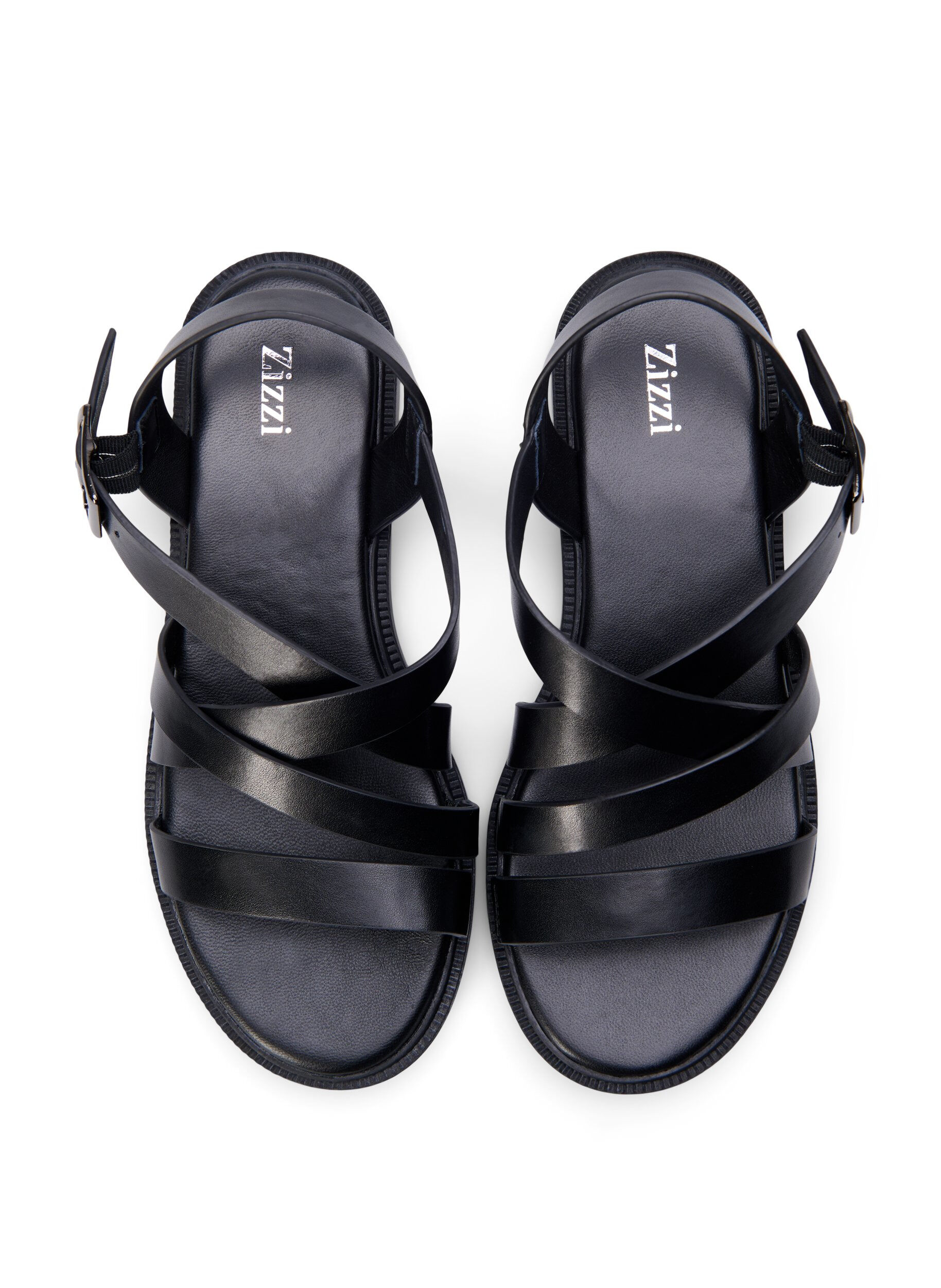 Zizzi Wide fit - Sommer sandal i l&aelig;der, Black, Packshot image number 2