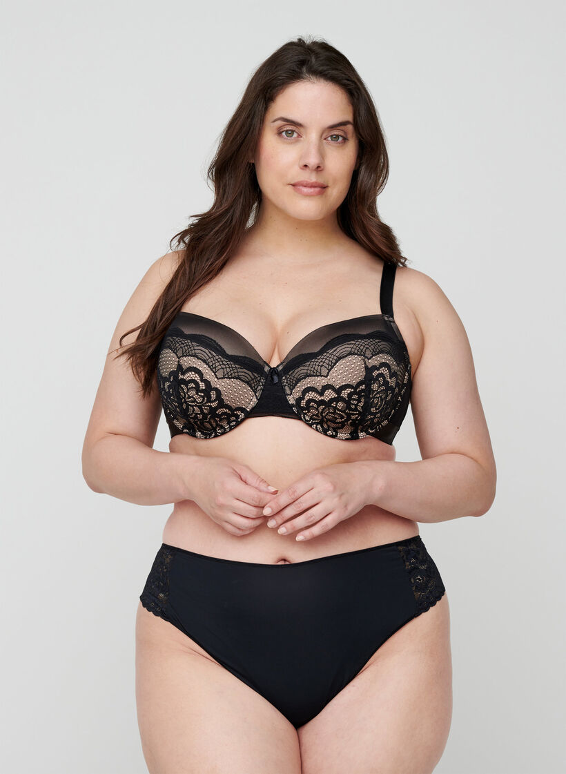 3-pak g-streng med blondekant, Sort, Model image number 0