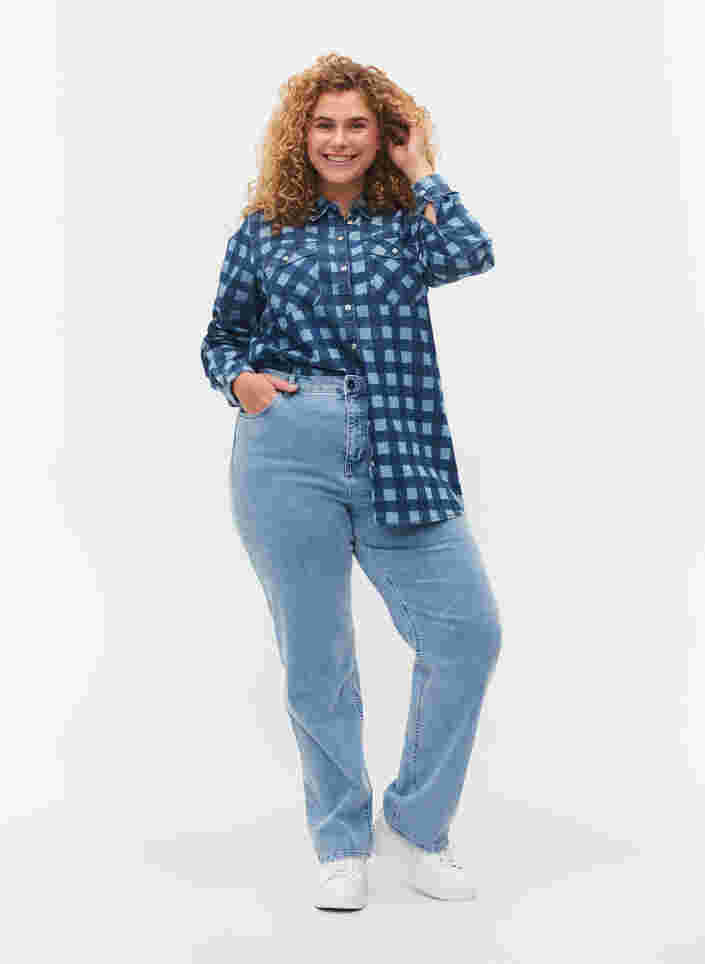Bomulds skjorte i paisley mønster, Blue Check, Model image number 2