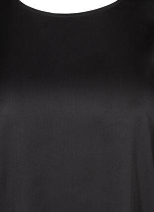 Shiny bluse med korte pufærmer, Black, Packshot image number 2